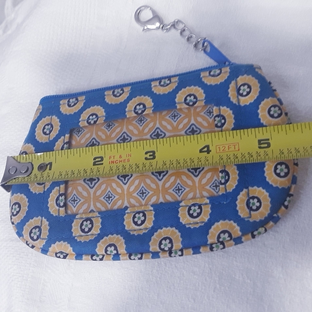Vera Bradley Blue and Yellow Patterned ID Case In Blue and Yellow Change Wallet - Picture 3 of 6